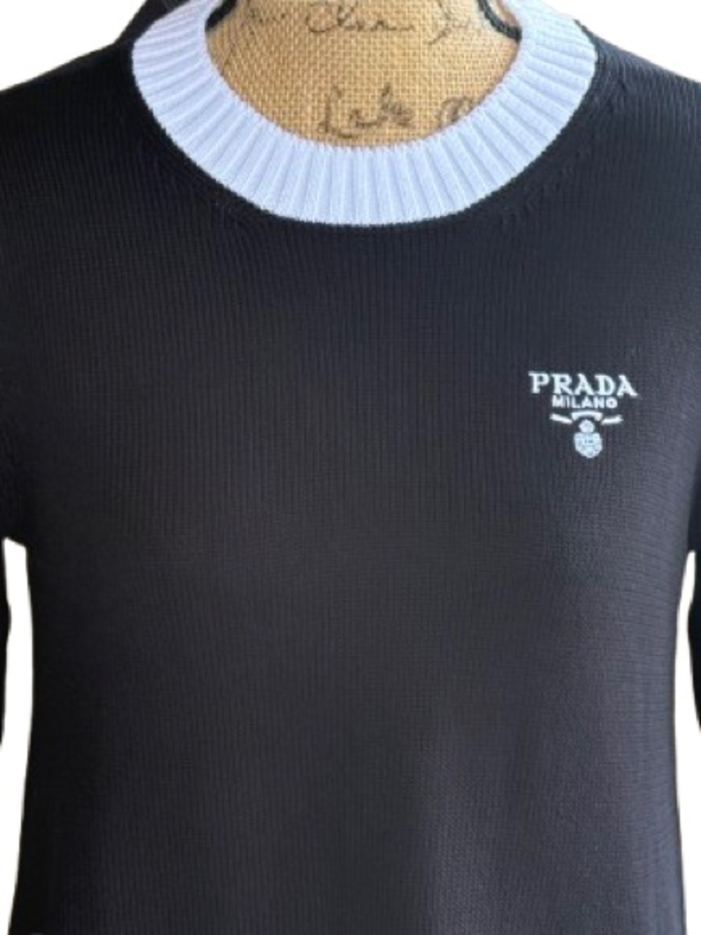 NWT Prada Milano Logo Cotton Knit Mini Dress IT44 Black Made in Italy Luxury - Picture 8 of 16